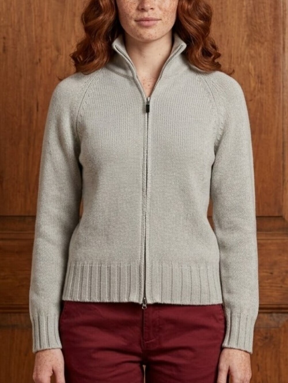 100% Cotton NWOT Common Threads Thick Sweater Large Full Zip Heavy Heather Gray